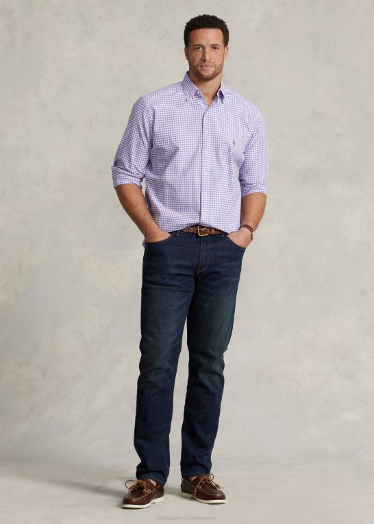 kaktus lilla/hvid Mænd Ralph Lauren gingham oxford skjorte Z426B1423