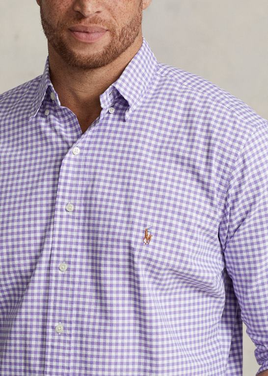 kaktus lilla/hvid Mænd Ralph Lauren gingham oxford skjorte Z426B1423