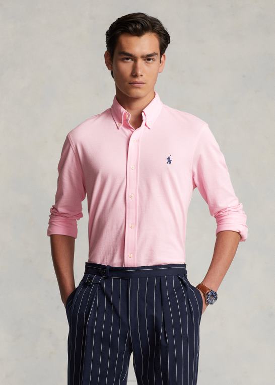 karmel pink Mænd Ralph Lauren fjervægts skjorte i mesh Z426B412