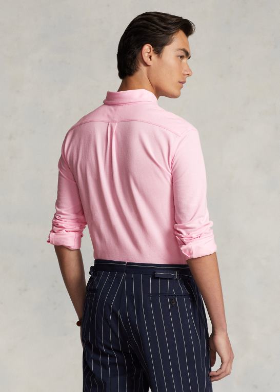 karmel pink Mænd Ralph Lauren fjervægts skjorte i mesh Z426B412