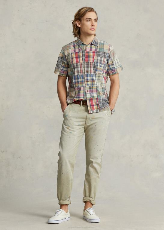 key west patchwork Mænd Ralph Lauren klassisk pasform patchwork madras lejrskjorte Z426B1070