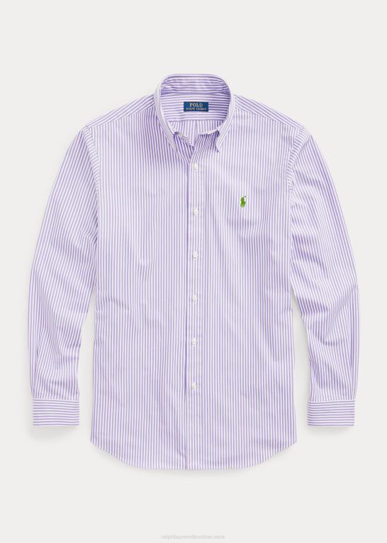 lavendel/hvid Mænd Ralph Lauren klassisk pasform stribet stræk poplin skjorte Z426B774