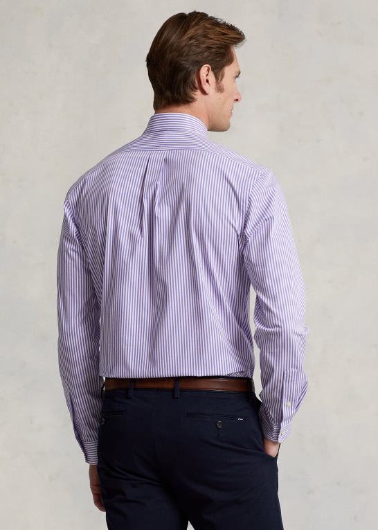 lavendel/hvid Mænd Ralph Lauren klassisk pasform stribet stræk poplin skjorte Z426B774