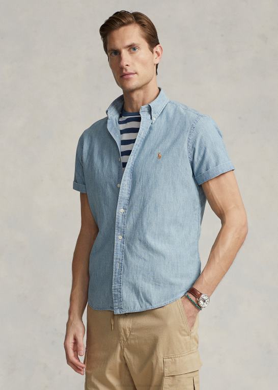 let indigo Mænd Ralph Lauren klassisk pasform chambray skjorte Z426B833