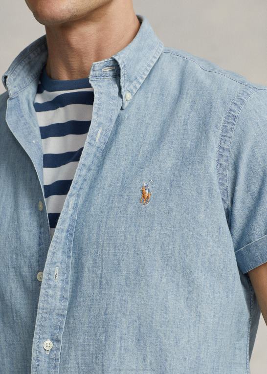 let indigo Mænd Ralph Lauren klassisk pasform chambray skjorte Z426B833