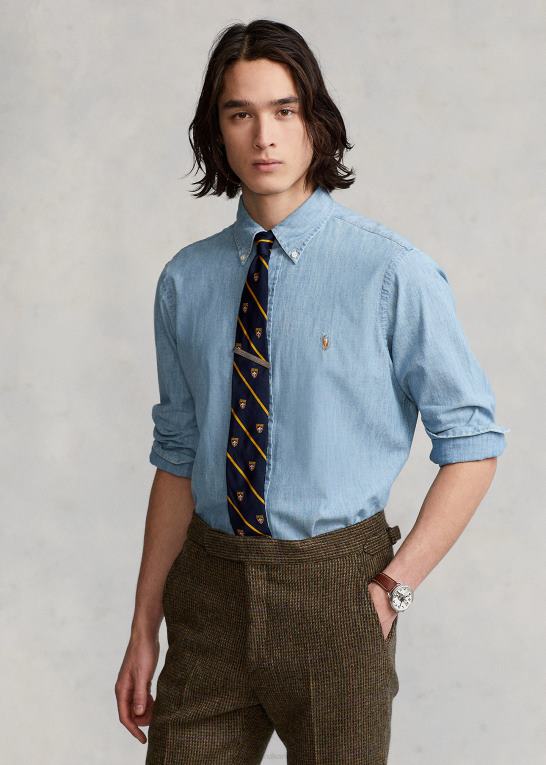 let indigo Mænd Ralph Lauren klassisk pasform chambray skjorte Z426B8424