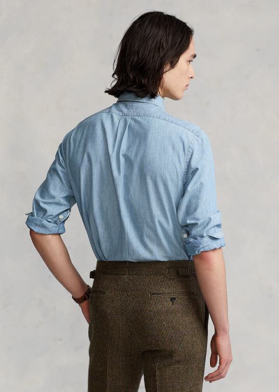 let indigo Mænd Ralph Lauren klassisk pasform chambray skjorte Z426B8424