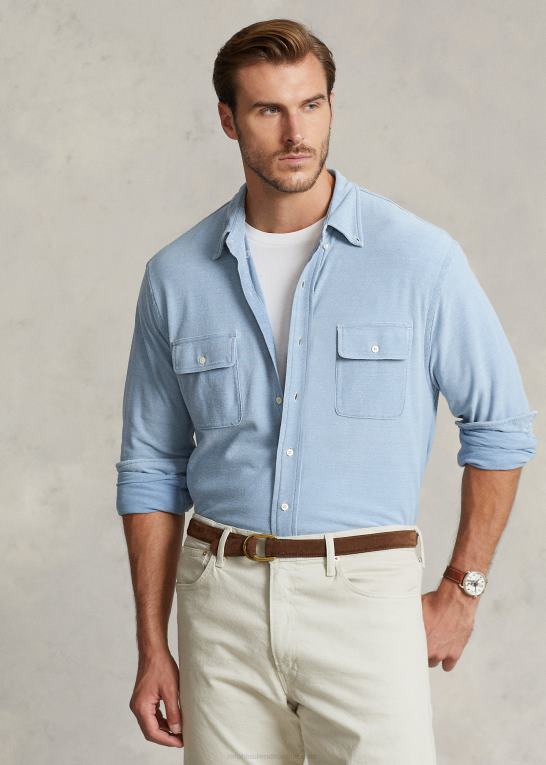let indigo Mænd Ralph Lauren strik chambray arbejdsskjorte Z426B1360