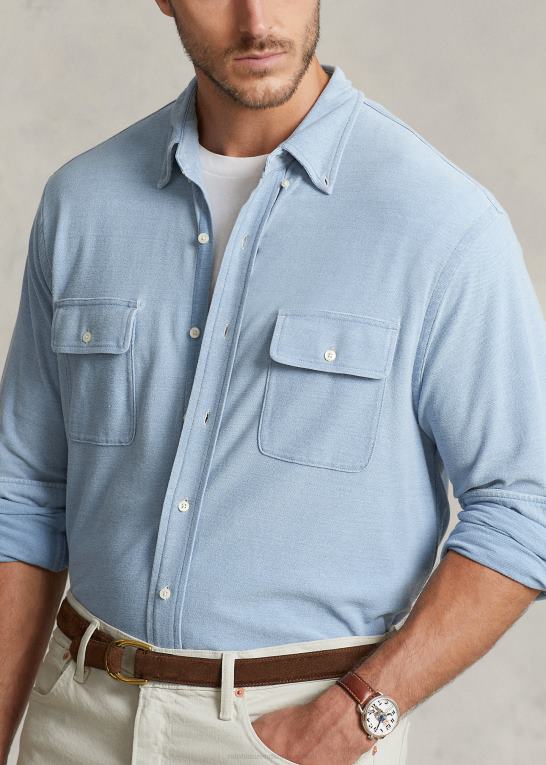 let indigo Mænd Ralph Lauren strik chambray arbejdsskjorte Z426B1360