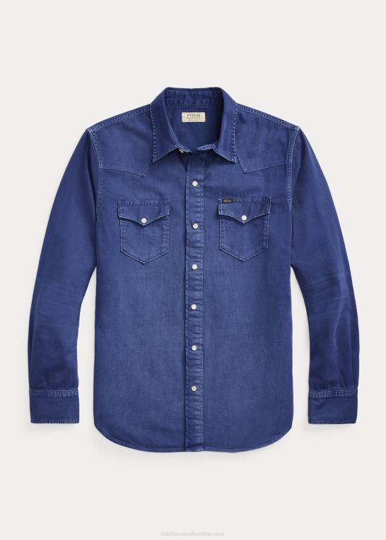 let marine Mænd Ralph Lauren beklædningsfarvet westernskjorte i denim Z426B1119