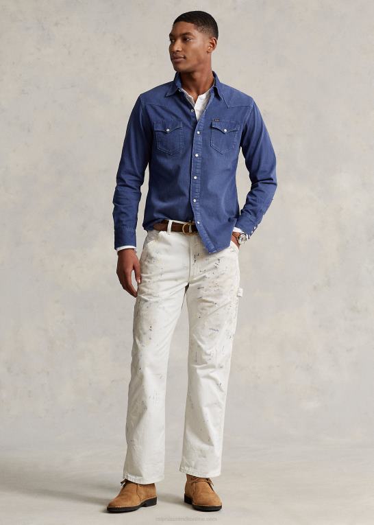 let marine Mænd Ralph Lauren beklædningsfarvet westernskjorte i denim Z426B1119
