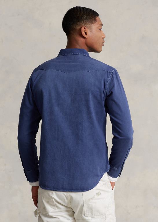 let marine Mænd Ralph Lauren beklædningsfarvet westernskjorte i denim Z426B1119