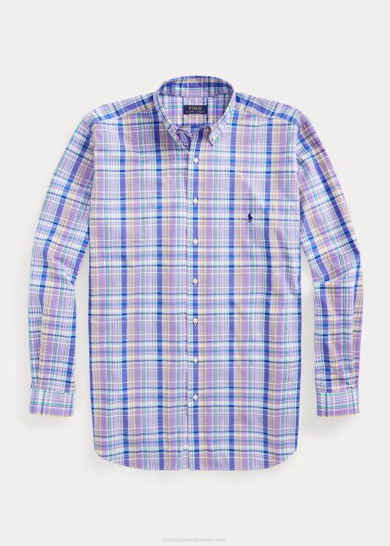 lilla/gul multi Mænd Ralph Lauren plaid stretch poplin skjorte Z426B1809