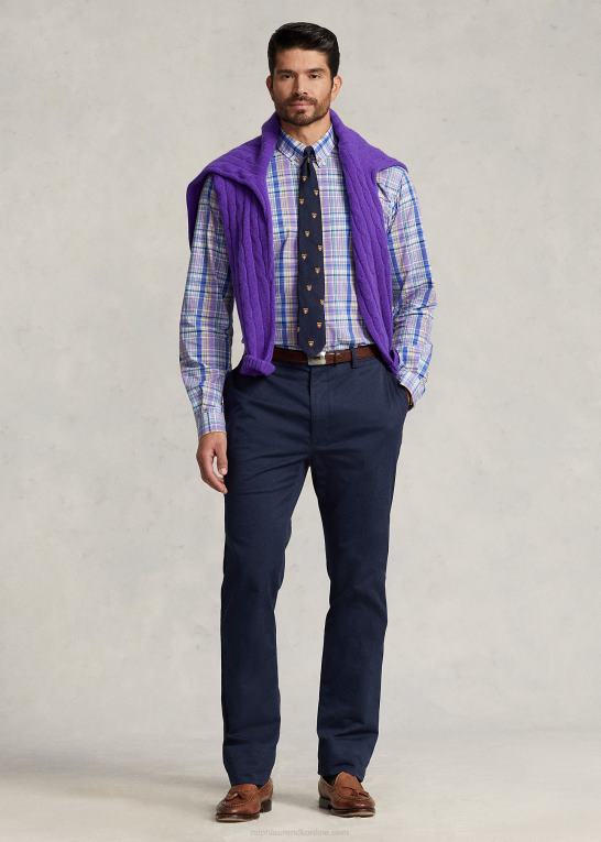 lilla/gul multi Mænd Ralph Lauren plaid stretch poplin skjorte Z426B1809