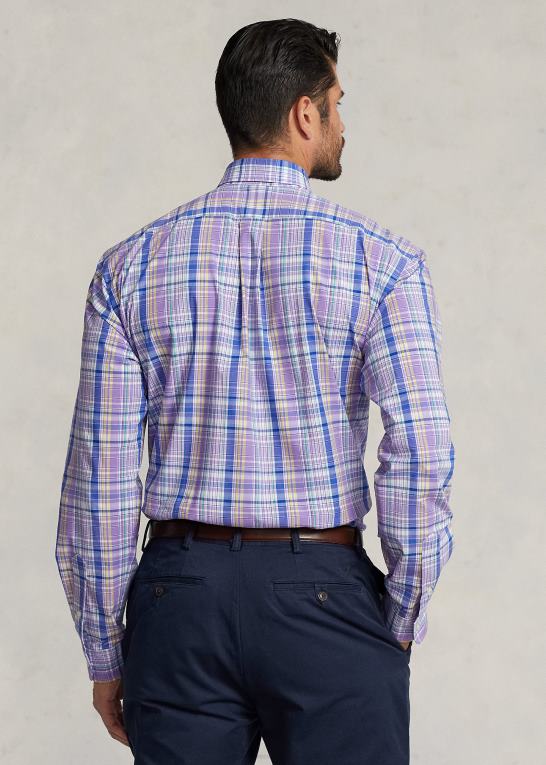 lilla/gul multi Mænd Ralph Lauren plaid stretch poplin skjorte Z426B1809