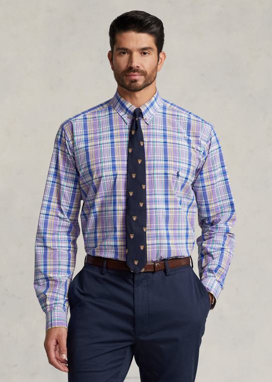 lilla/gul multi Mænd Ralph Lauren plaid stretch poplin skjorte Z426B1809