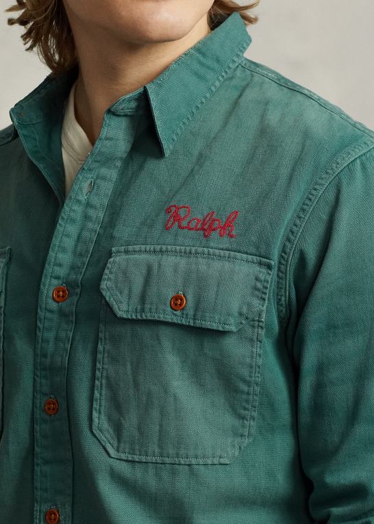 lorain emb Mænd Ralph Lauren klassisk pasform denim arbejdsskjorte Z426B8525