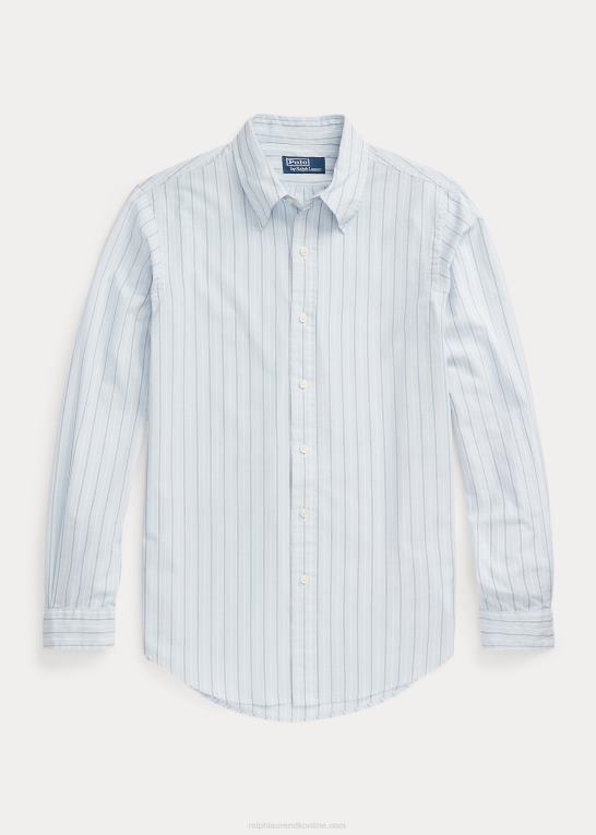 lt blå/hvid multi Mænd Ralph Lauren klassisk pasform stribet dobbyskjorte Z426B1047