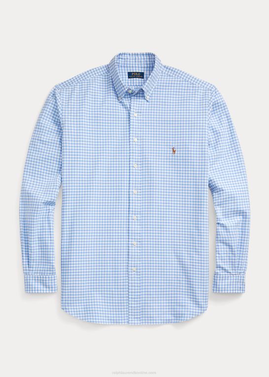 lyseblå/hvid Mænd Ralph Lauren gingham oxford skjorte Z426B1421