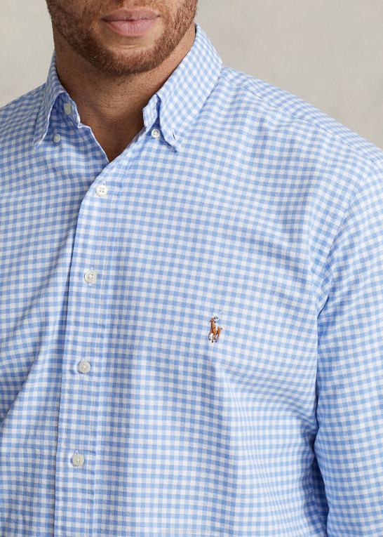 lyseblå/hvid Mænd Ralph Lauren gingham oxford skjorte Z426B1421