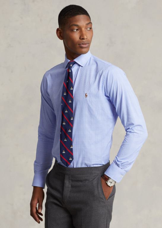 lyseblå/hvid Mænd Ralph Lauren klassisk pasform plaid præstationsskjorte Z426B8488