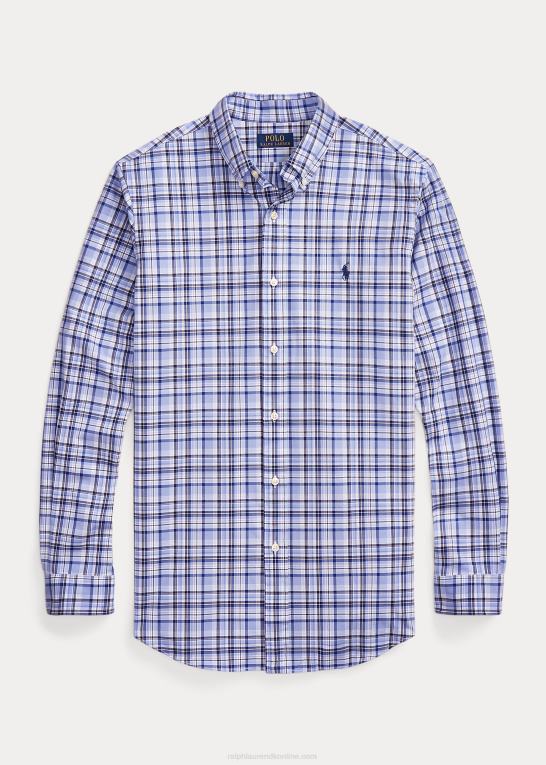 lyseblå multi Mænd Ralph Lauren klassisk pasform plaid stretch poplin skjorte Z426B574