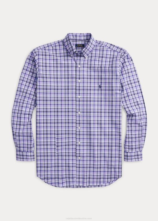 lyseblå multi Mænd Ralph Lauren plaid stretch poplin skjorte Z426B1810