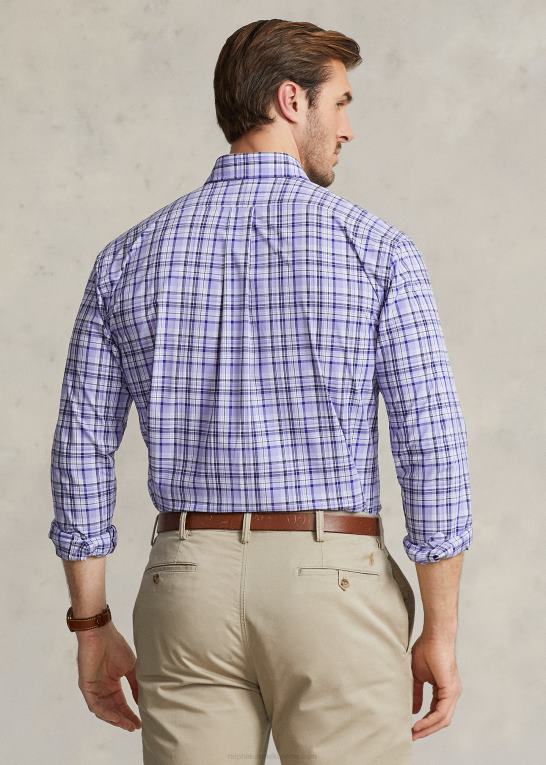 lyseblå multi Mænd Ralph Lauren plaid stretch poplin skjorte Z426B1810
