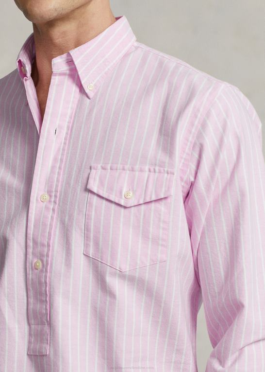 lyserød/hvid Mænd Ralph Lauren klassisk pasform stribet oxford popover skjorte Z426B931