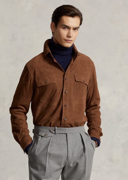 mørk bleg rødbrun Mænd Ralph Lauren ruskind overtrøje Z426B1176