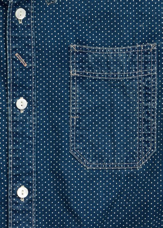 mørk indigo Mænd Ralph Lauren polkaprikket vævet arbejdsskjorte Z426B1771