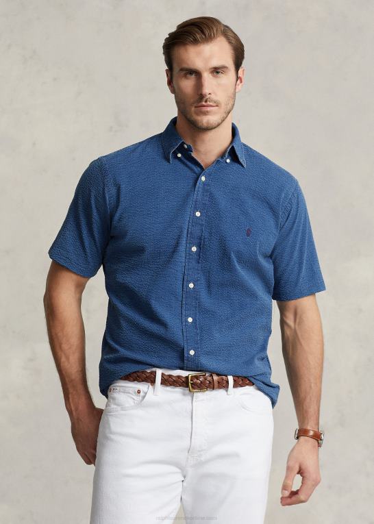 mørk indigo Mænd Ralph Lauren seersucker skjorte Z426B1598