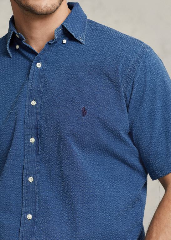 mørk indigo Mænd Ralph Lauren seersucker skjorte Z426B1598