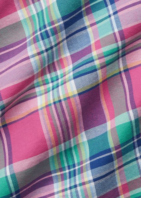 mørk pink/grøn multi Mænd Ralph Lauren klassisk pasform plaid oxford skjorte Z426B1080