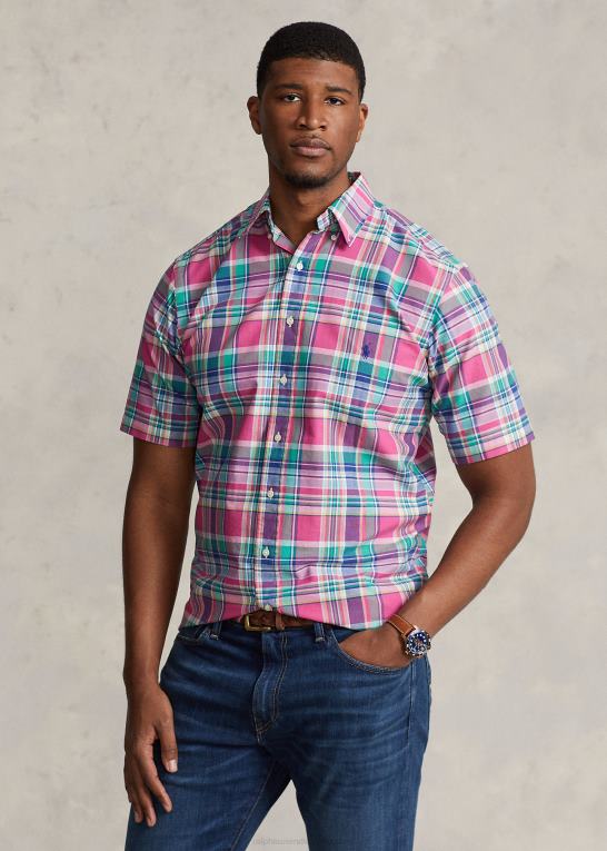 mørk pink/grøn multi Mænd Ralph Lauren plaid oxford skjorte Z426B1494