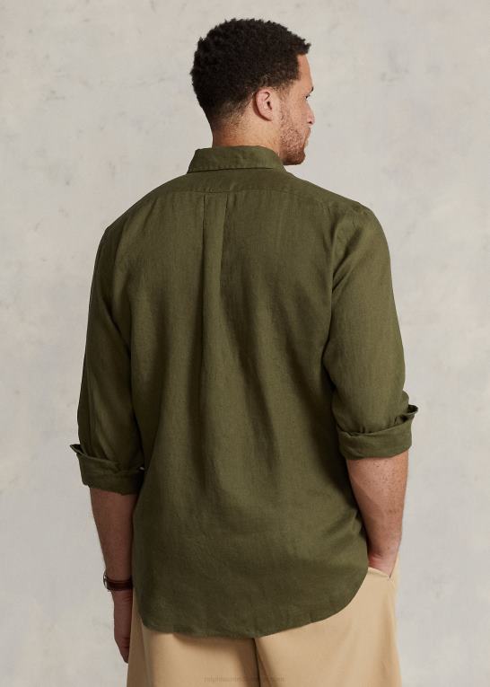 mørk salvie Mænd Ralph Lauren let linned skjorte Z426B1552
