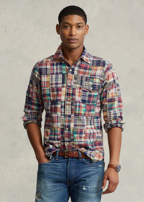 madras patchwork Mænd Ralph Lauren klassisk pasform madras patchwork skjorte Z426B8524