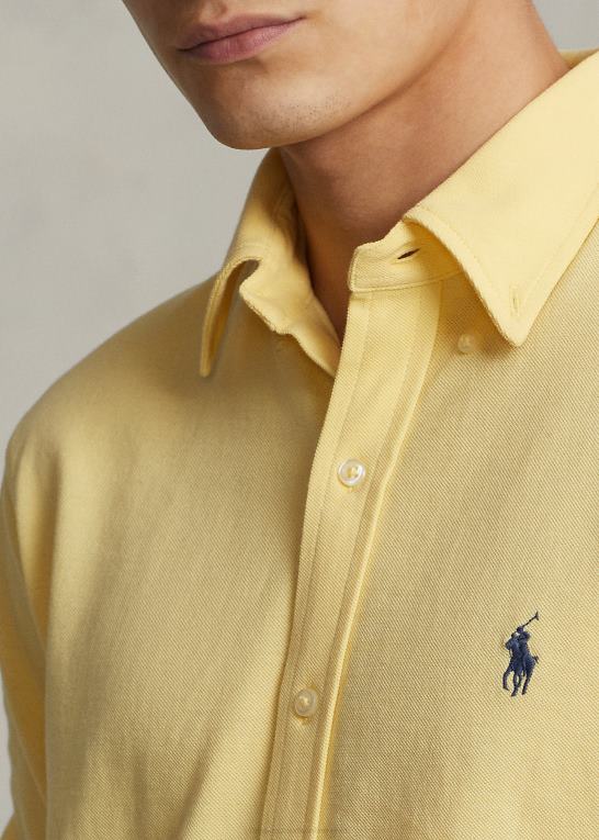 majs gul Mænd Ralph Lauren fjervægts skjorte i mesh Z426B416