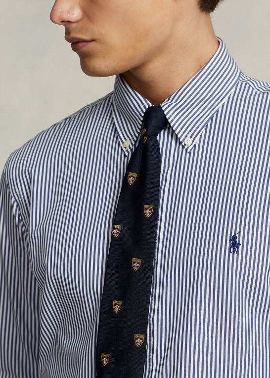 marineblå/hvid Mænd Ralph Lauren klassisk pasform stribet stræk poplin skjorte Z426B772