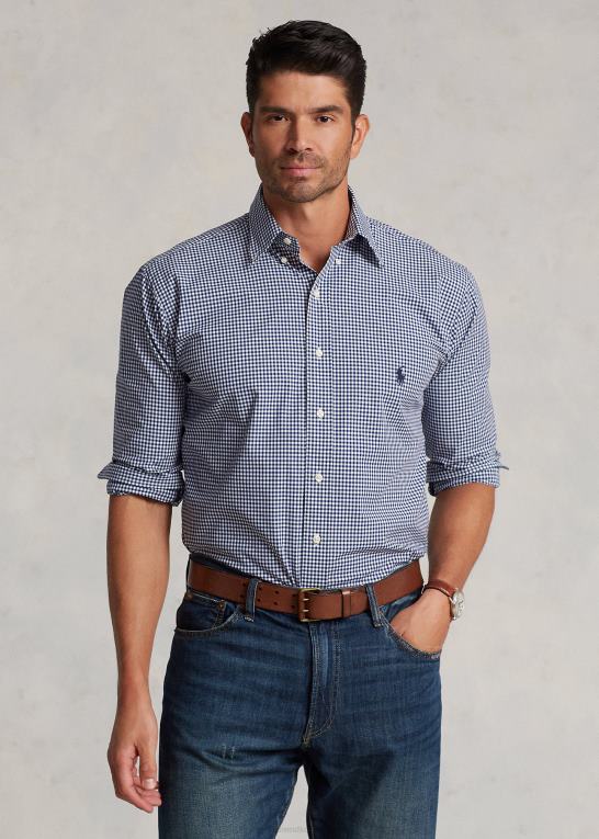 marineblå/hvid Mænd Ralph Lauren plaid stretch poplin skjorte Z426B1325