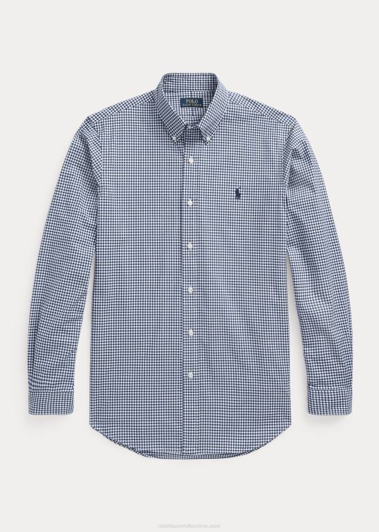 marineblå/hvid Mænd Ralph Lauren plaid stretch poplin skjorte Z426B1325