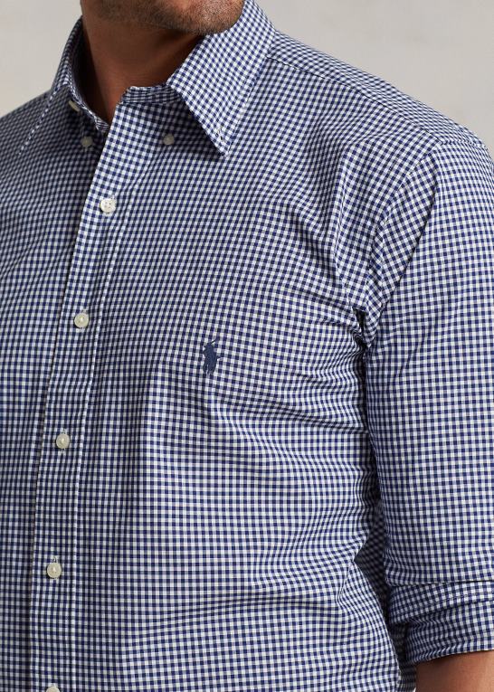 marineblå/hvid Mænd Ralph Lauren plaid stretch poplin skjorte Z426B1325