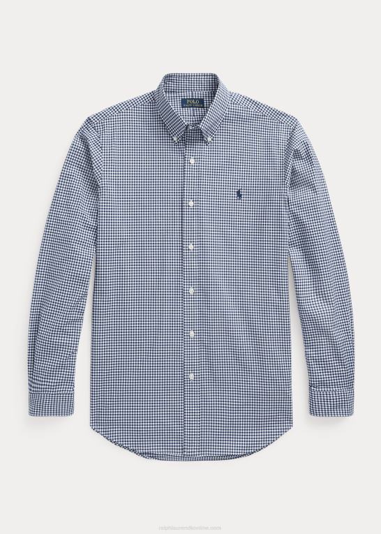 marineblå/hvid Mænd Ralph Lauren slim fit gingham stretch poplin skjorte Z426B813