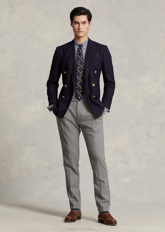marineblå/hvid Mænd Ralph Lauren slim fit gingham stretch poplin skjorte Z426B813