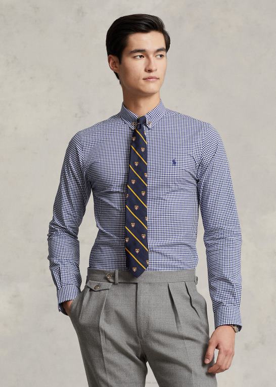 marineblå/hvid Mænd Ralph Lauren slim fit gingham stretch poplin skjorte Z426B813