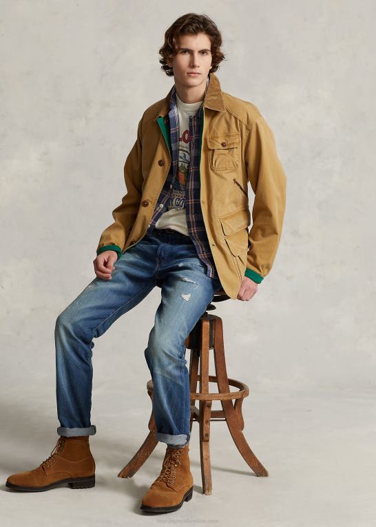 marineblå/råhvid multi Mænd Ralph Lauren klassisk pasform plaid flannel camp skjorte Z426B8465
