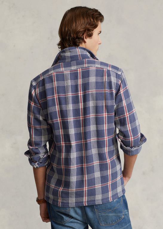marineblå/råhvid multi Mænd Ralph Lauren klassisk pasform plaid flannel camp skjorte Z426B8465