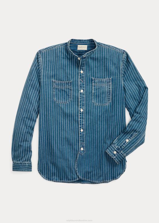 med indigo Mænd Ralph Lauren stribet arbejdsskjorte i twill Z426B1767