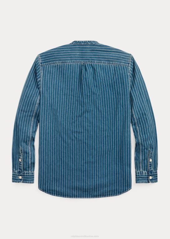 med indigo Mænd Ralph Lauren stribet arbejdsskjorte i twill Z426B1767