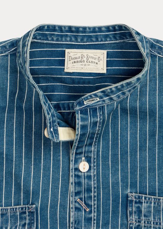 med indigo Mænd Ralph Lauren stribet arbejdsskjorte i twill Z426B1767